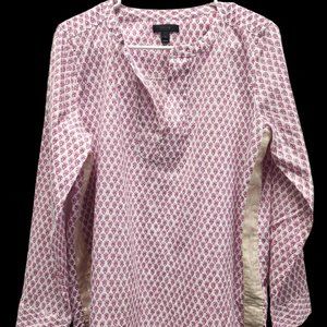 J. Crew Cotton Floral Pattern Metallic Gold Detail Popover Blouse - Size 8